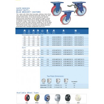 Roda PU Heavy Duty Blue Bracket HERDAR