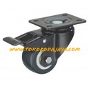 roda pu black 2 inch plat rem