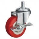 Roda PU Merah Non Bearing CASTER Taiwan 2 Inch Drat Rem