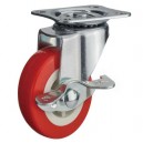 Roda PU Merah Non Bearing CASTER Taiwan 2 Inch Plat Rem