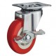 Roda PU Merah Non Bearing CASTER Taiwan 2 Inch Plat Rem