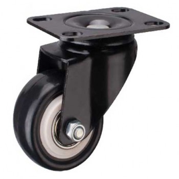 Roda PU Hitam 2 inch CASTER Taiwan Plat Hidup